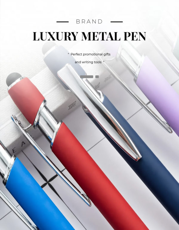 Custom Logo Promotional Pen Novelty Sports Metal Stylus Ballpoint Pen with Metal Body for Gifts - Image 2